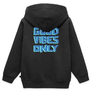 BON VIBZ SEULEMENT ! - Sweat Premium à capuche zippé enfant bio - noir - Dos - AI Model Kid Male (0cm)