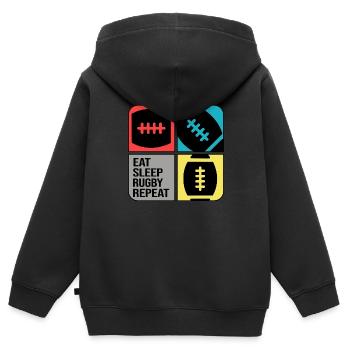 Rugby Rugby Joueur Rugby Saison Rugby Rugbytime - Sweat Premium à capuche zippé enfant bio - noir - Dos - AI Model Kid Male (0cm)