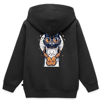 Backen - Kinder Premium Organic Zip Hoodie - Schwarz - Hinten - AI Model Kid Male (0cm)