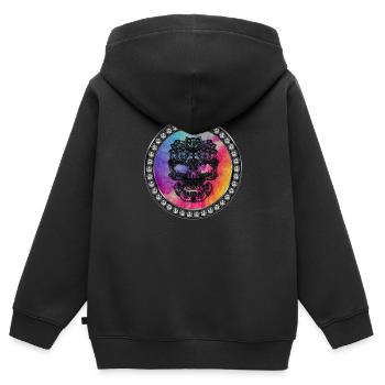 Glitzer Totenkopf - Kinder Premium Organic Zip Hoodie - Schwarz - Hinten - AI Model Kid Male (0cm)