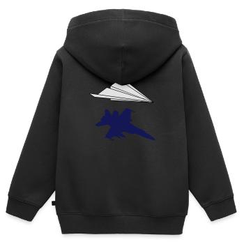 Papierflieger - Kinder Premium Organic Zip Hoodie - Schwarz - Hinten - AI Model Kid Male (0cm)