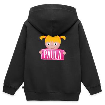 Kleine Prinzessin Paula - Kinder Premium Organic Zip Hoodie - Schwarz - Hinten - AI Model Kid Male (0cm)