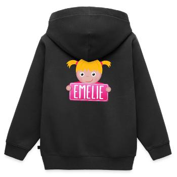 Kleine Prinzessin Emelie - Kinder Premium Organic Zip Hoodie - Schwarz - Hinten - AI Model Kid Male (0cm)