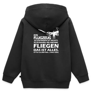 otto lilienthal Piloten Spruch - Kinder Premium Organic Zip Hoodie - Schwarz - Hinten - AI Model Kid Male (0cm)