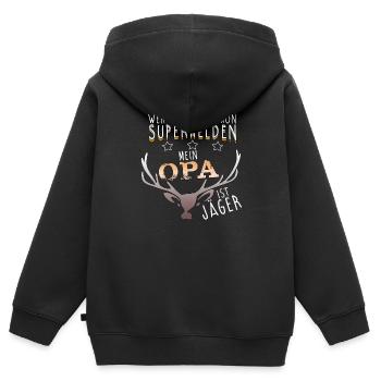 OPA Jäger - Kinder Premium Organic Zip Hoodie - Schwarz - Hinten - AI Model Kid Male (0cm)