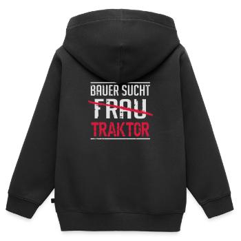 Bauer sucht Traktor - Kinder Premium Organic Zip Hoodie - Schwarz - Hinten - AI Model Kid Male (0cm)