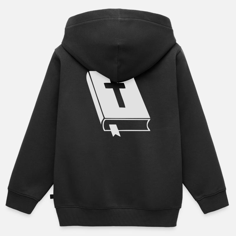 Collection de christianisme - Sweat Premium à capuche zippé enfant bio - noir