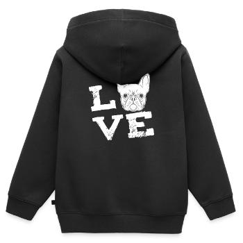 Bouledogue Français - bouledogue Français - l’ - Sweat Premium à capuche zippé enfant bio - noir - Dos - AI Model Kid Male (0cm)