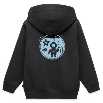 Mer - Sweat Premium à capuche zippé enfant bio - noir - Dos - AI Model Kid Male (0cm)