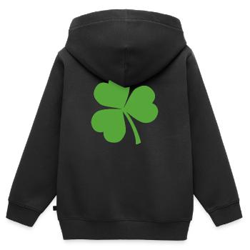 Kleeblatt - Kinder Premium Organic Zip Hoodie - Schwarz - Hinten - AI Model Kid Male (0cm)