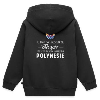 Thérapie Polynésie - Sweat Premium à capuche zippé enfant bio - noir - Dos - AI Model Kid Male (0cm)