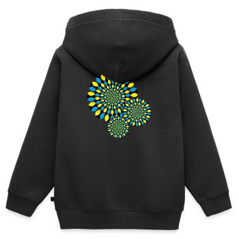Illusion d'optique - Sweat Premium à capuche zippé enfant bio - noir - Dos - AI Model Kid Male (0cm)