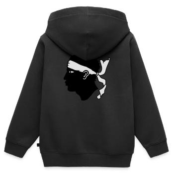 Korsika - Kinder Premium Organic Zip Hoodie - Schwarz - Hinten - AI Model Kid Male (0cm)