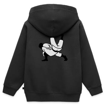 judo ju jitsu - Sweat Premium à capuche zippé enfant bio - noir - Dos - AI Model Kid Male (0cm)