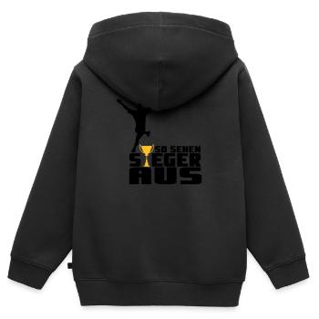 So sehen Sieger aus - Kinder Premium Organic Zip Hoodie - Schwarz - Hinten - AI Model Kid Male (0cm)