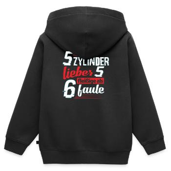5 Zylinder - Kinder Premium Organic Zip Hoodie - Schwarz - Hinten - AI Model Kid Male (0cm)