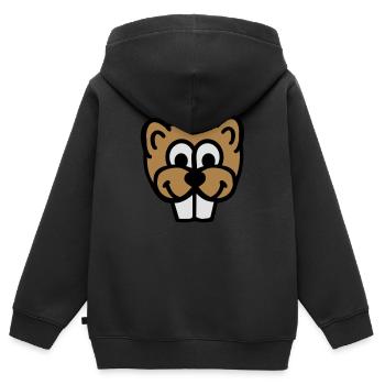 Biber - Kinder Premium Organic Zip Hoodie - Schwarz - Hinten - AI Model Kid Male (0cm)