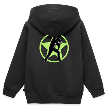 metal_fan_headbanger_112015_a_3c - Kinder Premium Organic Zip Hoodie - Schwarz - Hinten - AI Model Kid Male (0cm)