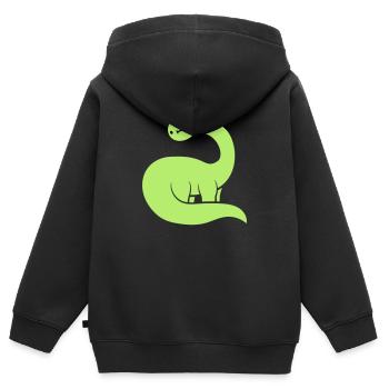 Gruener Langhals Dinosaurier - Kinder Premium Organic Zip Hoodie - Schwarz - Hinten - AI Model Kid Male (0cm)