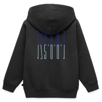 Blau 127 0 - Kinder Premium Organic Zip Hoodie - Schwarz - Hinten - AI Model Kid Male (0cm)