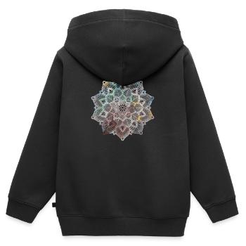 Mandala - Sweat Premium à capuche zippé enfant bio - noir - Dos - AI Model Kid Male (0cm)