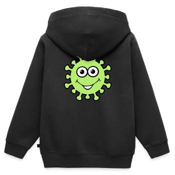 Virus heureux - Sweat Premium à capuche zippé enfant bio - noir - Dos - AI Model Kid Male (0cm)