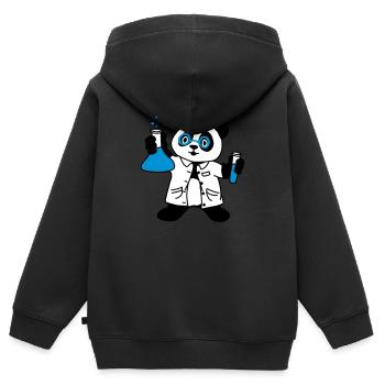 Scientifique Panda - Sweat Premium à capuche zippé enfant bio - noir - Dos - AI Model Kid Male (0cm)