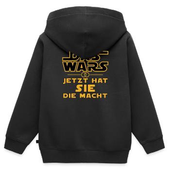 DAS WARS - Jetzt hat SIE die Macht - Kinder Premium Organic Zip Hoodie - Schwarz - Hinten - AI Model Kid Male (0cm)