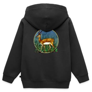antilope - Sweat Premium à capuche zippé enfant bio - noir - Dos - AI Model Kid Male (0cm)