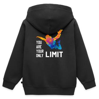 Skydive parachutiste Skydiver Chute libre - Sweat Premium à capuche zippé enfant bio - noir - Dos - AI Model Kid Male (0cm)