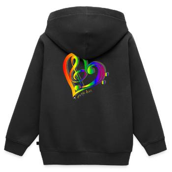 Violin- und Bassschlüssel geschlossen in eine Herz - Kinder Premium Organic Zip Hoodie - Schwarz - Hinten - AI Model Kid Male (0cm)