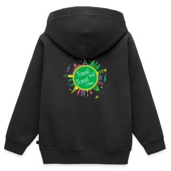 Travell-Well Travell-Souvent - Sweat Premium à capuche zippé enfant bio - noir - Dos - AI Model Kid Male (0cm)