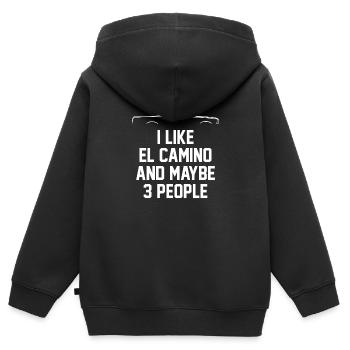 ICH MAG EL CAMINO UND VIELLEICHT 3 LEUTE - Kinder Premium Organic Zip Hoodie - Schwarz - Hinten - AI Model Kid Male (0cm)