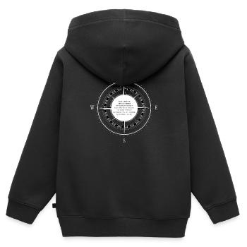 Selon comment on est tourné | citation Perceval - Sweat Premium à capuche zippé enfant bio - noir - Dos - AI Model Kid Male (0cm)