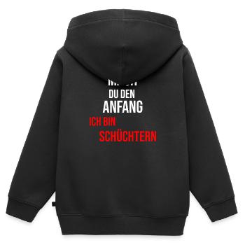 Ich bin schüchtern - Kinder Premium Organic Zip Hoodie - Schwarz - Hinten - AI Model Kid Male (0cm)