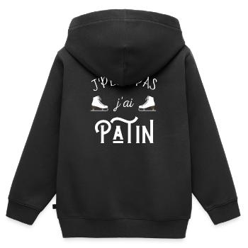 je peux pas jai patin - Sweat Premium à capuche zippé enfant bio - noir - Dos - AI Model Kid Male (0cm)