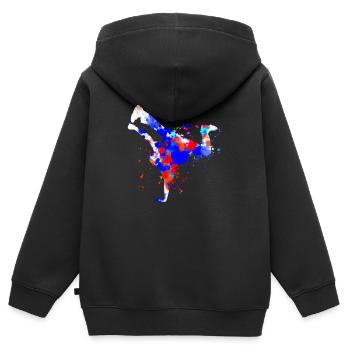 Breakdance Hip Hop Jungen Mädchen Hiphop Bboy BG - Kinder Premium Organic Zip Hoodie - Schwarz - Hinten - AI Model Kid Male (0cm)