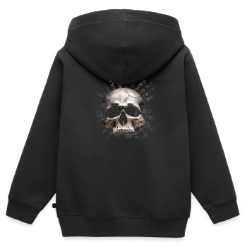 Kanji-Schädel - Kinder Premium Organic Zip Hoodie - Schwarz - Hinten - AI Model Kid Male (0cm)