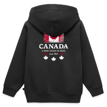 Canada Fahne Kanada Nordamerika Maple Leaf Flagge - Kinder Premium Organic Zip Hoodie - Schwarz - Hinten - AI Model Kid Male (0cm)