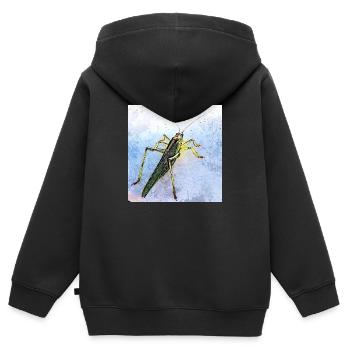 Heuschrecke - Kinder Premium Organic Zip Hoodie - Schwarz - Hinten - AI Model Kid Male (0cm)