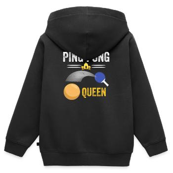 reine du ping-pong - ping pong queen - Sweat Premium à capuche zippé enfant bio - noir - Dos - AI Model Kid Male (0cm)