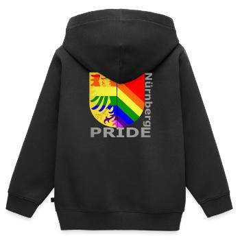Nuremberg Queer Gay Pride CSD - Sweat Premium à capuche zippé enfant bio - noir - Dos - AI Model Kid Male (0cm)