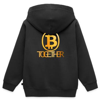Bitcoin zusammen - Kinder Premium Organic Zip Hoodie - Schwarz - Hinten - AI Model Kid Male (0cm)