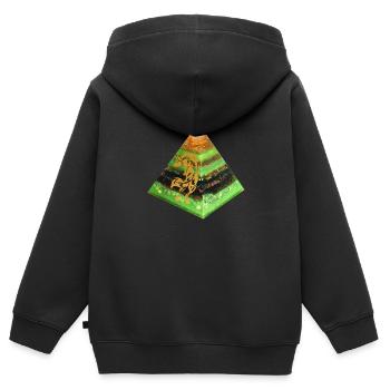 Wolfsenergie Pyramide - Kinder Premium Organic Zip Hoodie - Schwarz - Hinten - AI Model Kid Male (0cm)