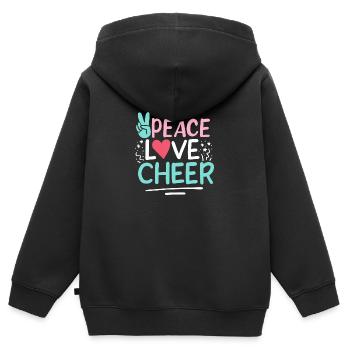 Frieden Liebe Jubel - Kinder Premium Organic Zip Hoodie - Schwarz - Hinten - AI Model Kid Male (0cm)