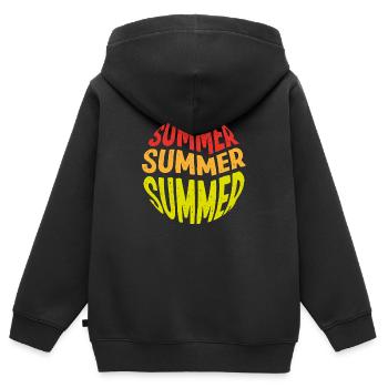 Sommer - Kinder Premium Organic Zip Hoodie - Schwarz - Hinten - AI Model Kid Male (0cm)
