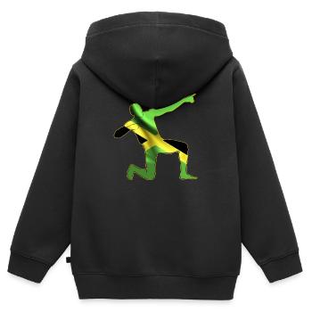 Drapeau Jamaique Sport athlétisme - Sweat Premium à capuche zippé enfant bio - noir - Dos - AI Model Kid Male (0cm)