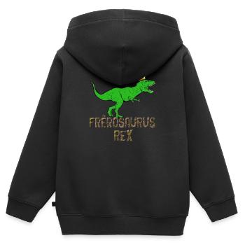 Mon Frère King Dinosaure - Sweat Premium à capuche zippé enfant bio - noir - Dos - AI Model Kid Male (0cm)