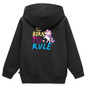 Einhorn né pour régner sur la licorne - Sweat Premium à capuche zippé enfant bio - noir - Dos - AI Model Kid Male (0cm)