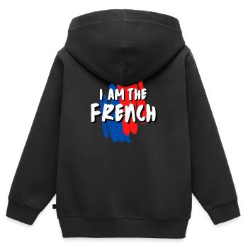 ICH BIN DER FRANZOSE - Kinder Premium Organic Zip Hoodie - Schwarz - Hinten - AI Model Kid Male (0cm)